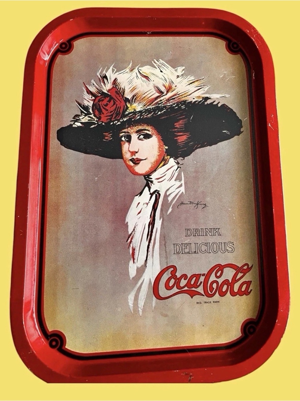 1971 Coca-Cola Serving Tray DRINK DELICIOUS COCA COLA Hamilton King 1909 Girl